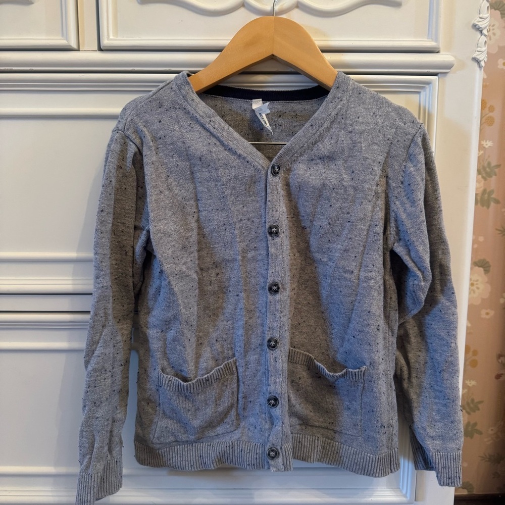 Boys Gray Cardigan Sweater